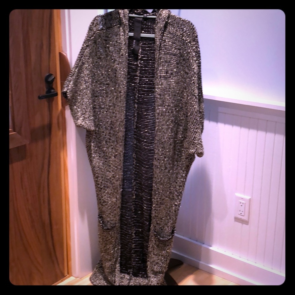 Long Black and silver sweater vest